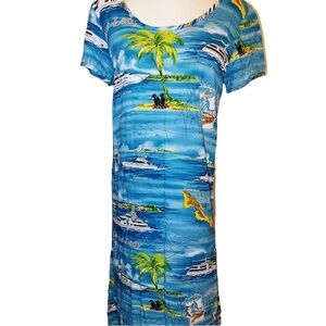 Vintage RARE Hawaiian Gallant Lady Rayon Maxi Dress M
